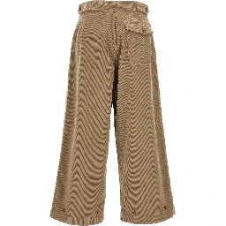 Beige Cotton Casual Pants