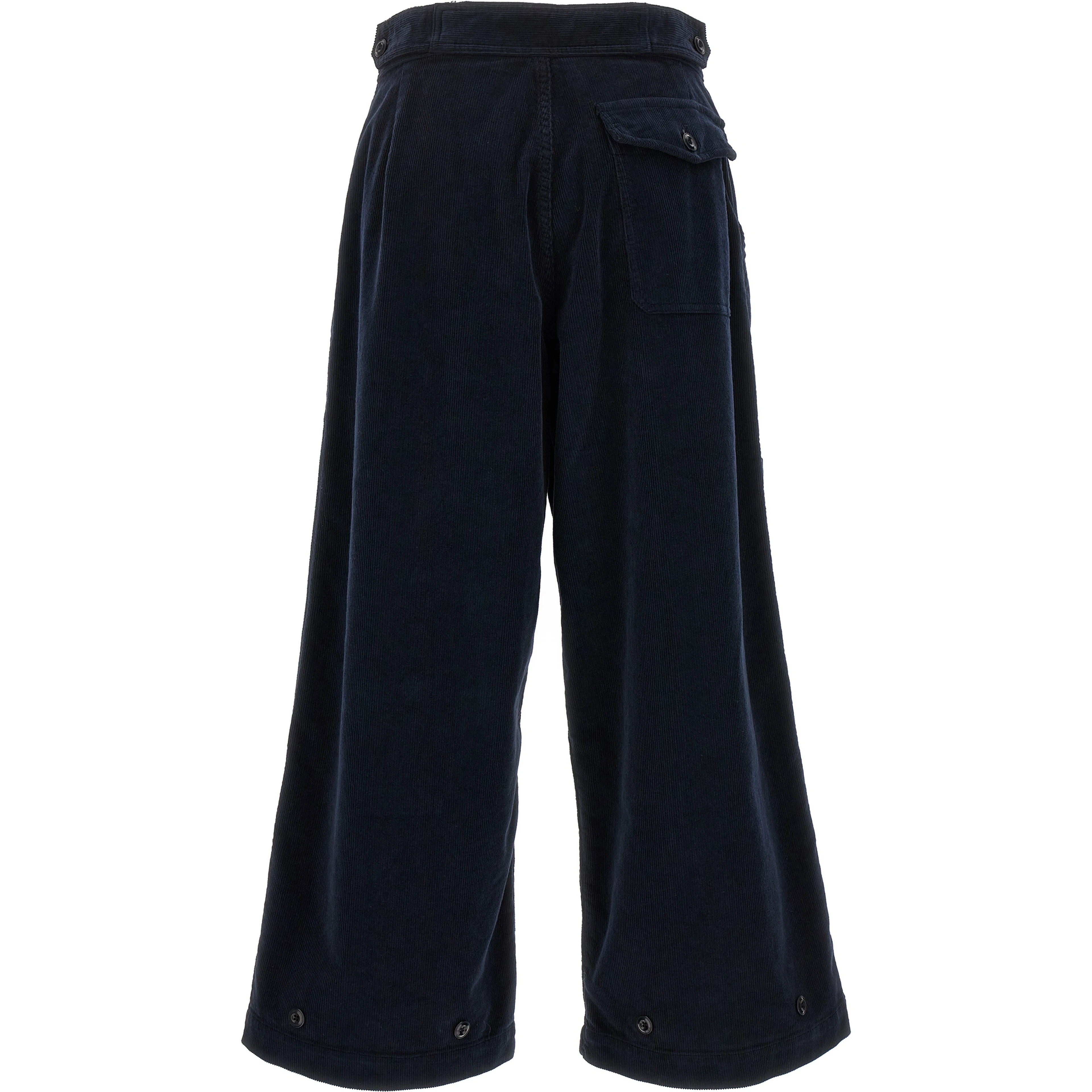 Blue Cotton Casual Pants