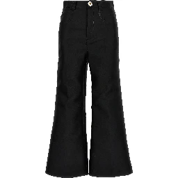 Black Polyester Flared Pants