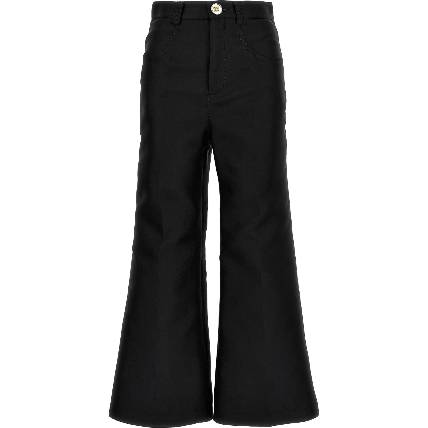 Black Polyester Flared Pants