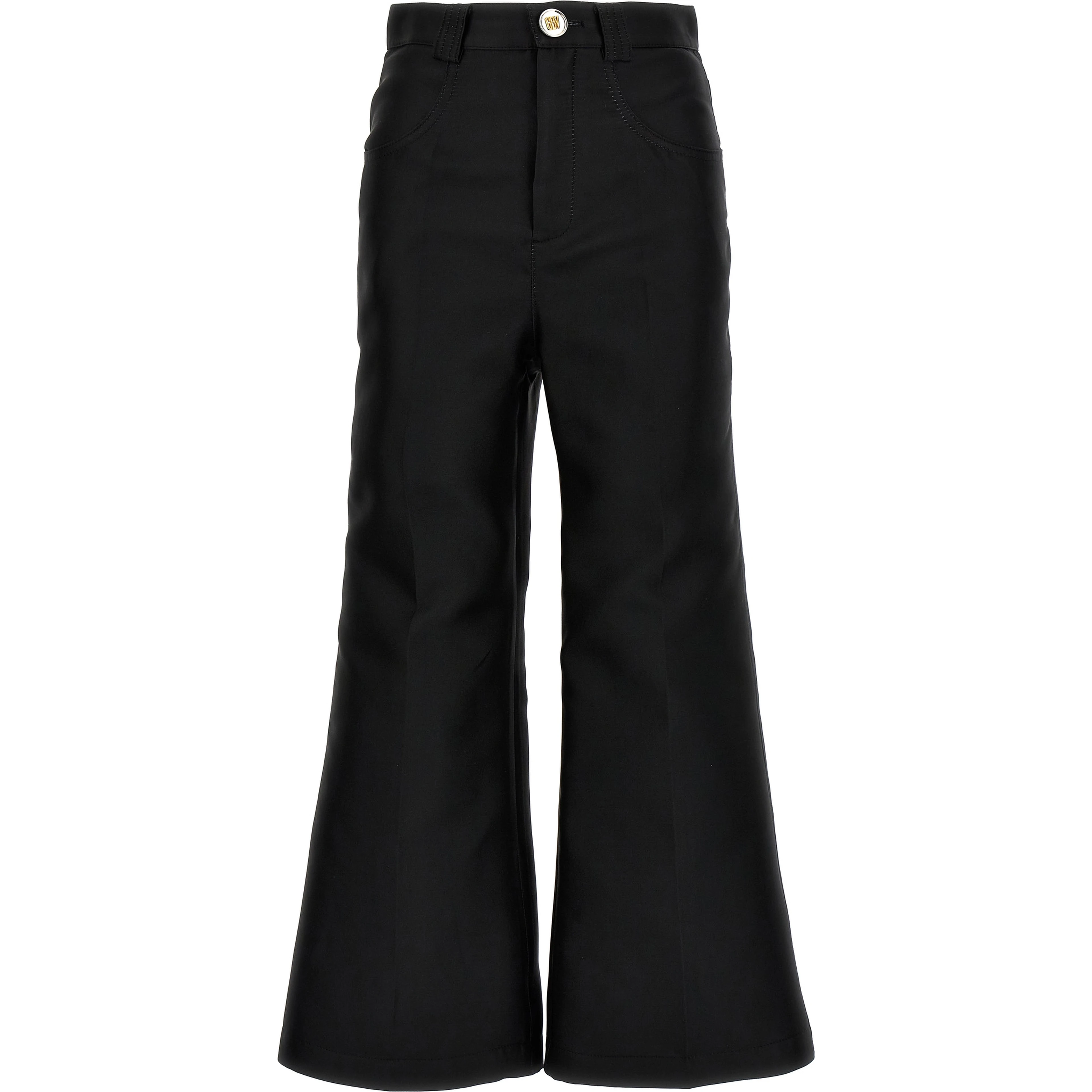 Black Polyester Flared Pants