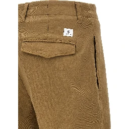Beige Cotton Casual Pants