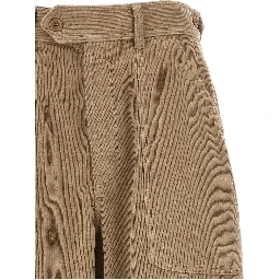 Beige Cotton Casual Pants