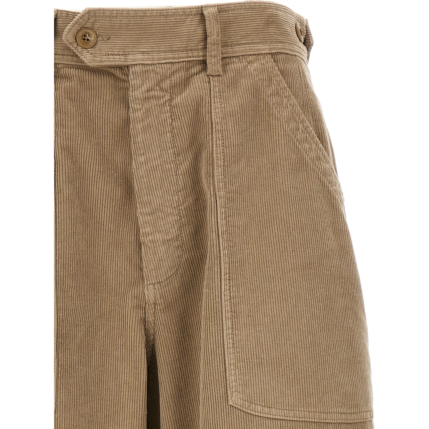 Beige Cotton Casual Pants