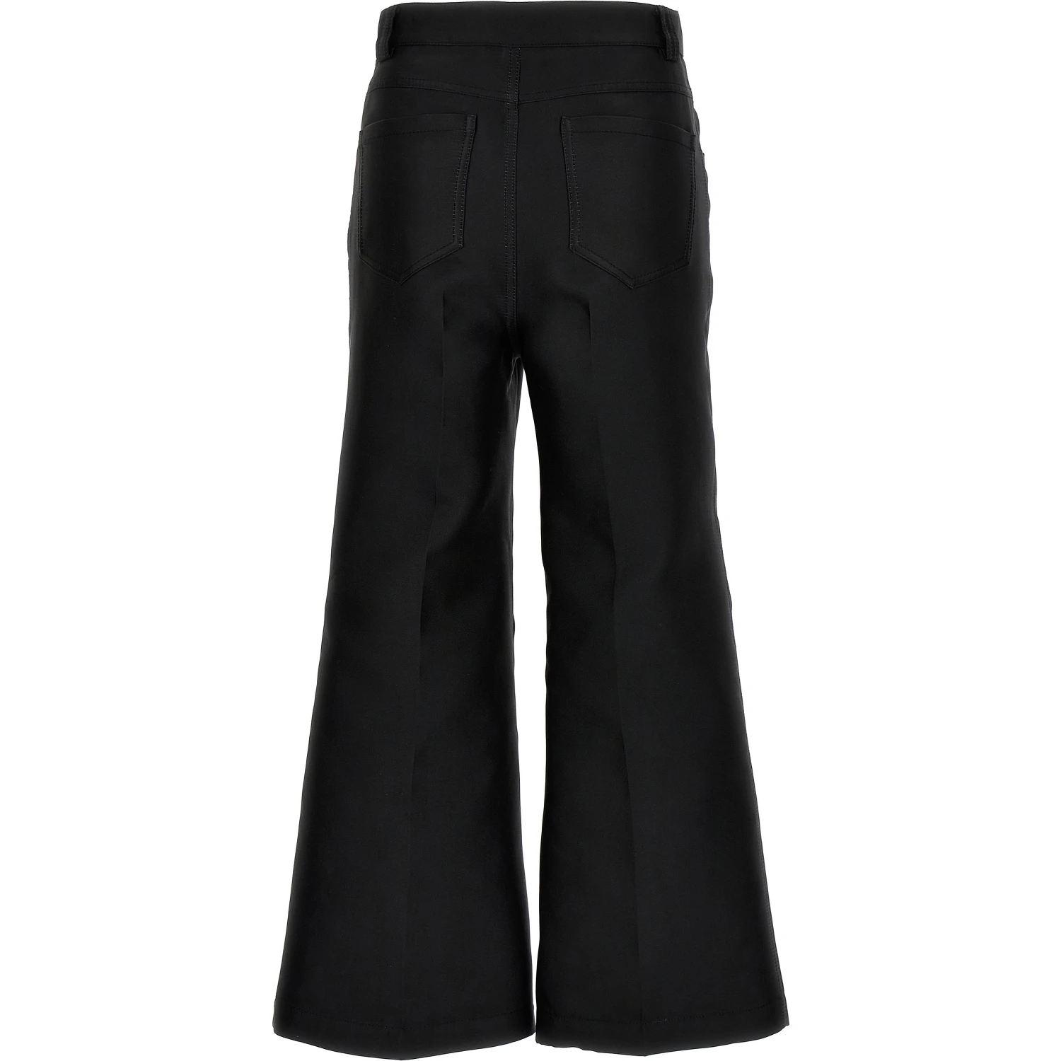 Black Polyester Flared Pants