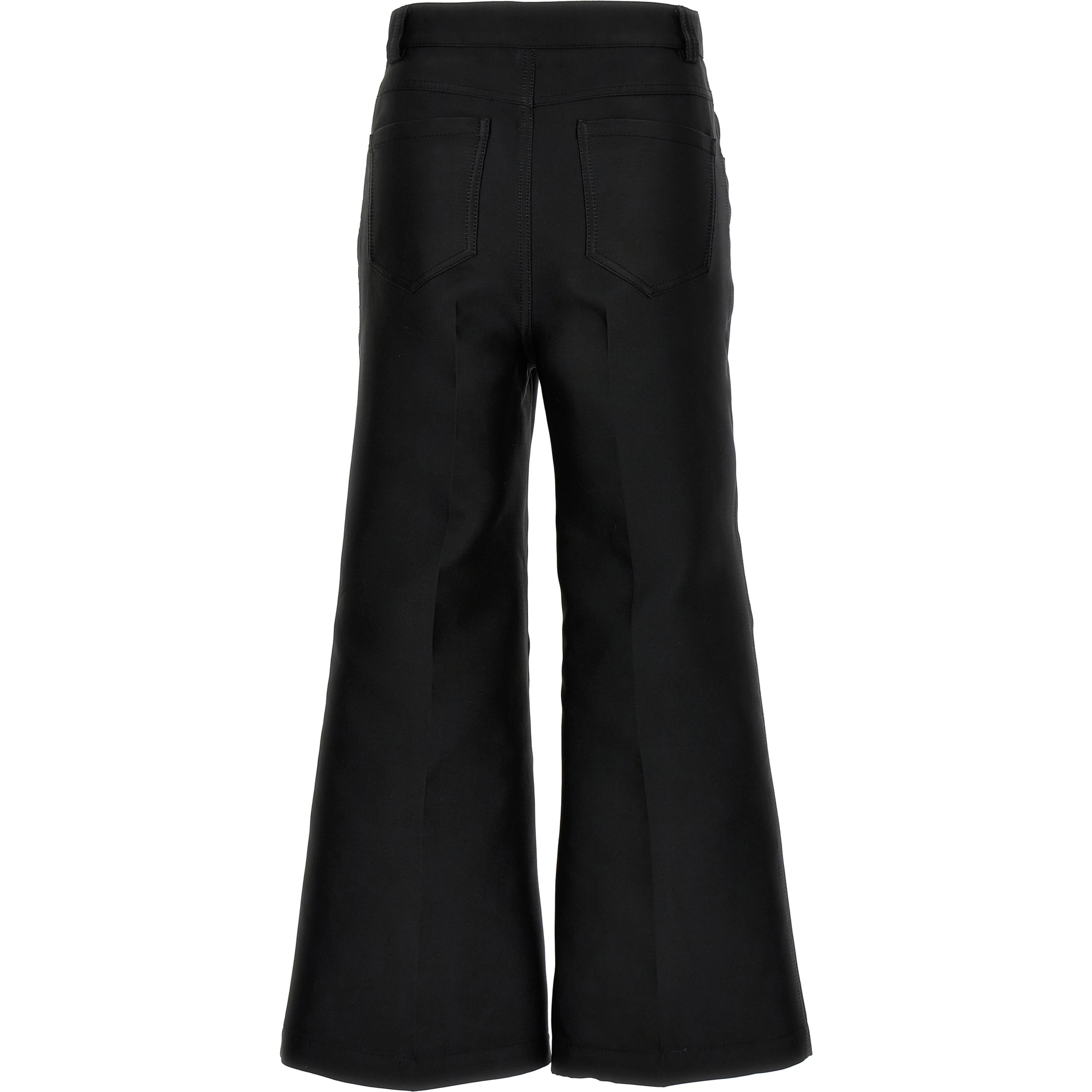 Black Polyester Flared Pants