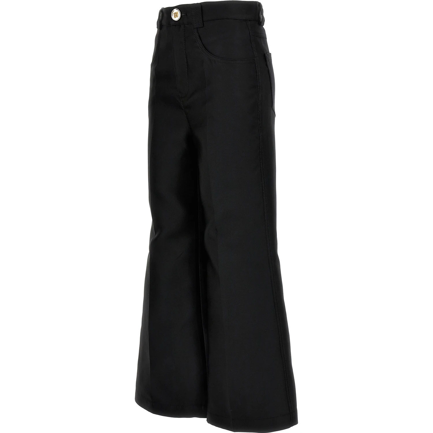 Black Polyester Flared Pants