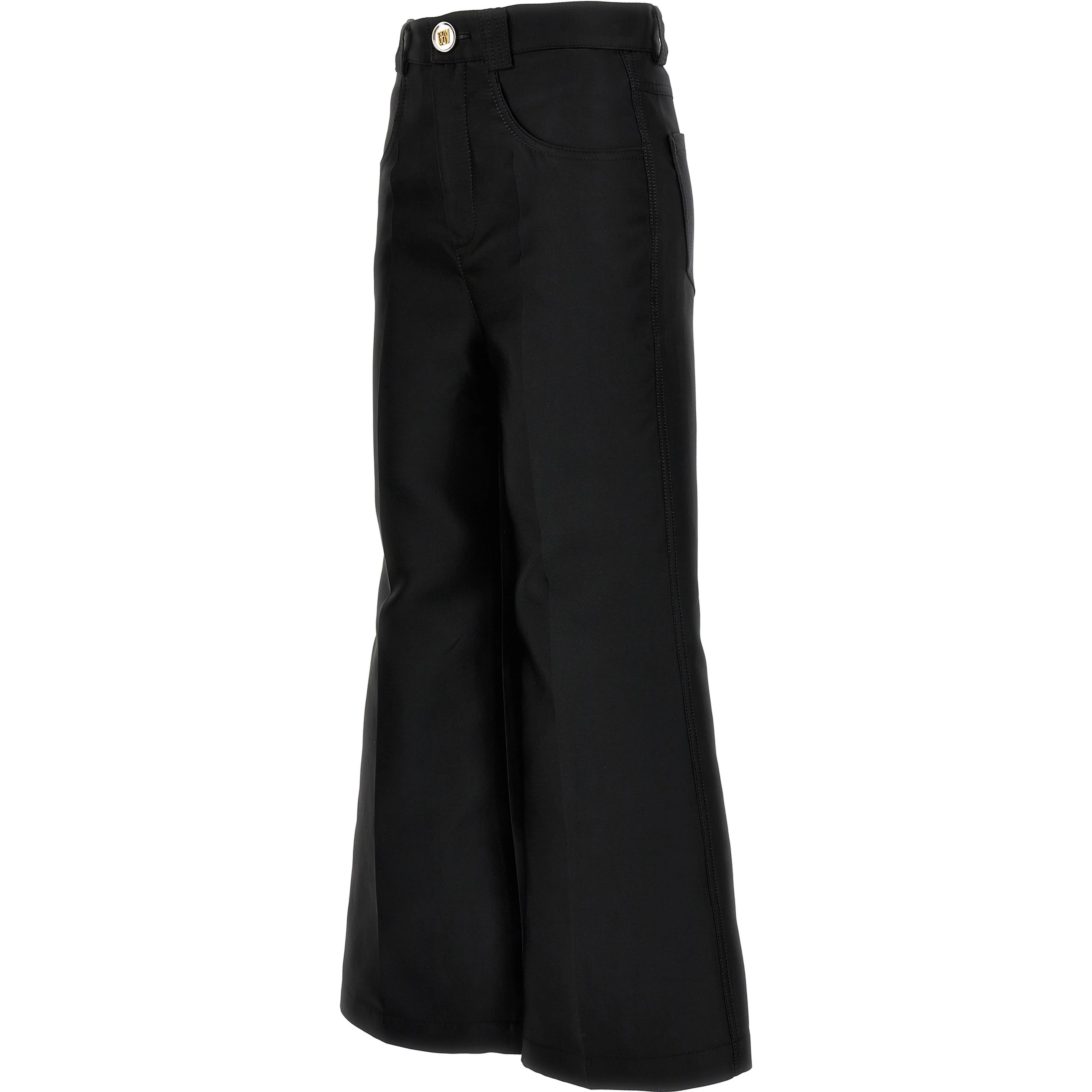 Black Polyester Flared Pants