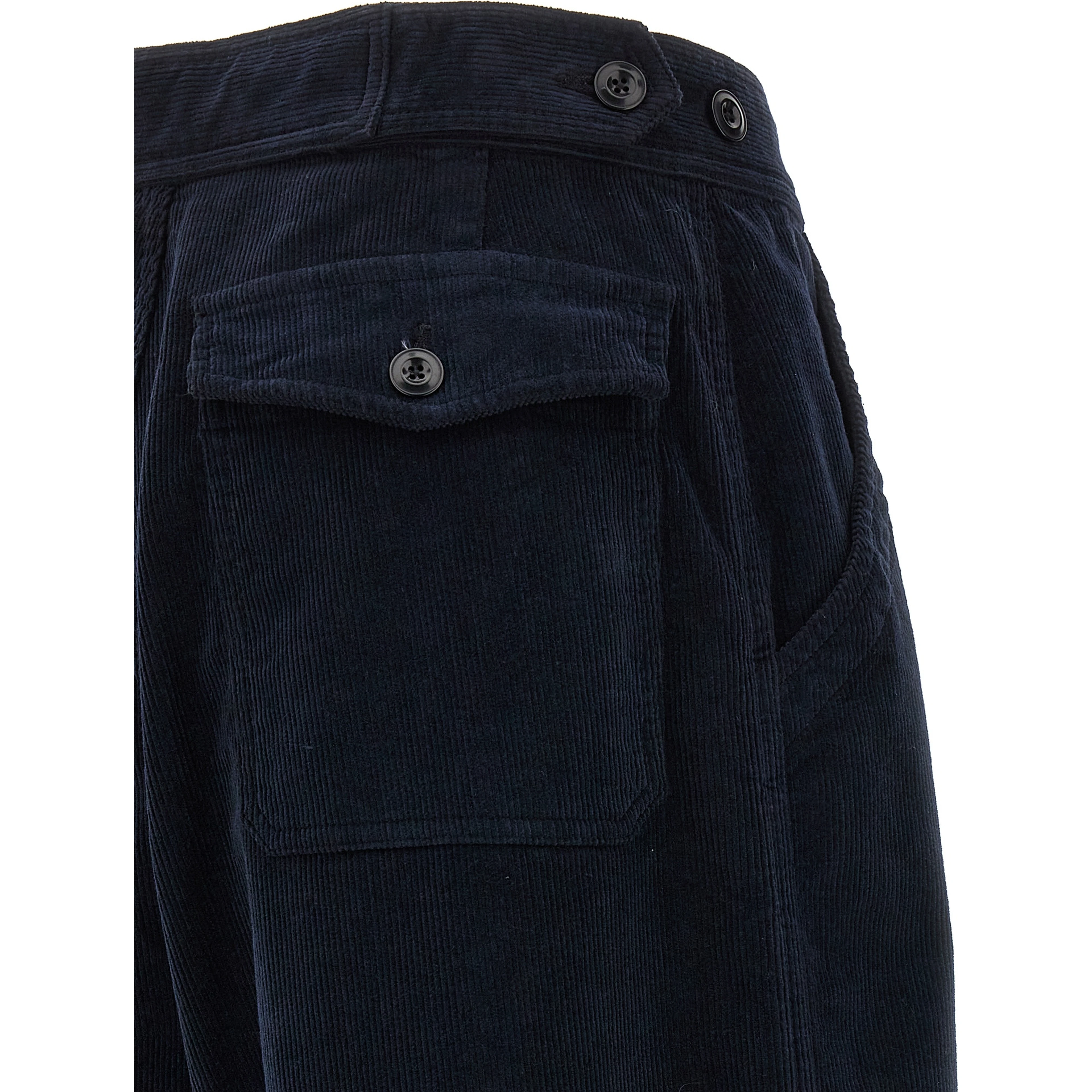 Blue Cotton Casual Pants