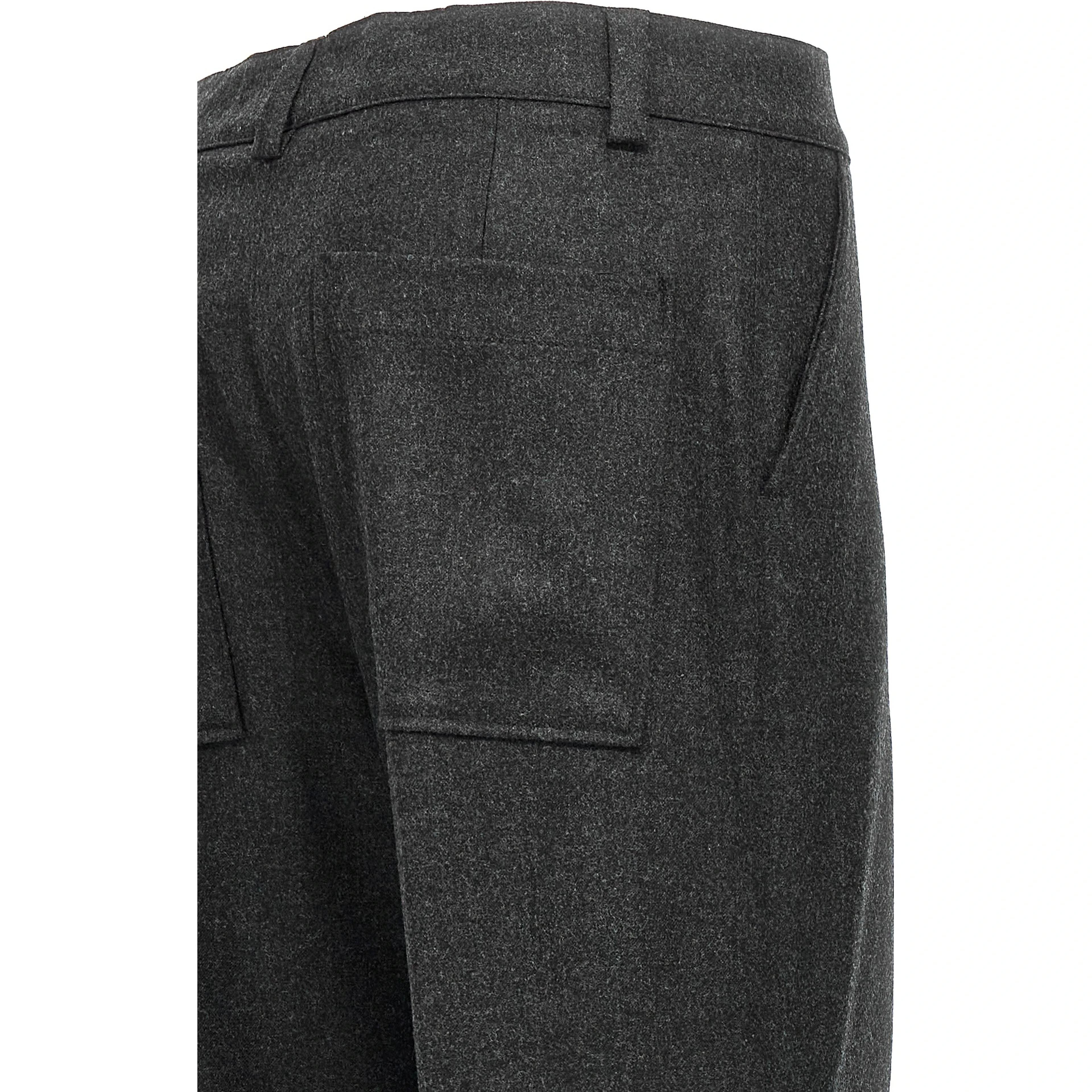 Gray Virgin Wool Cargo Pants