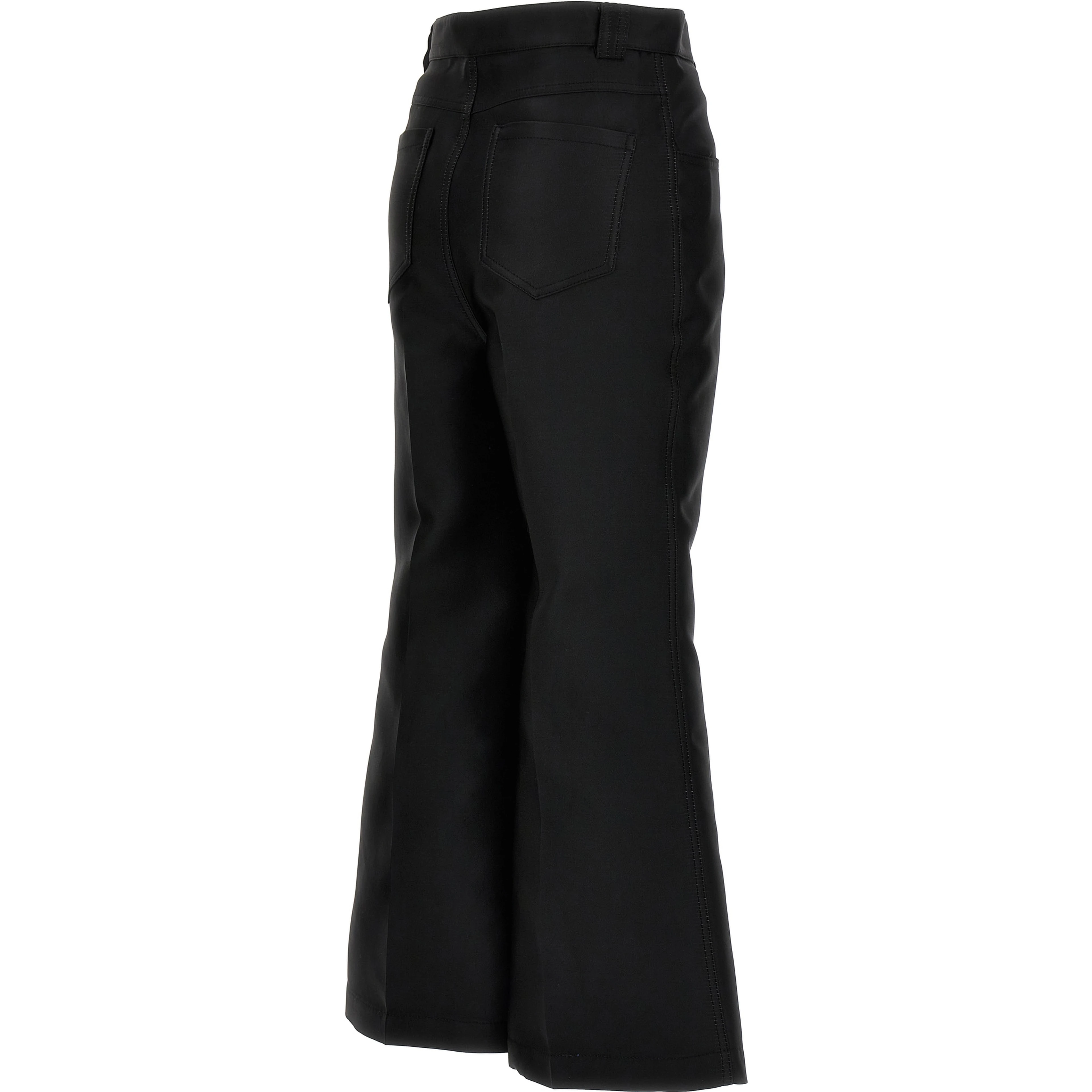 Black Polyester Flared Pants