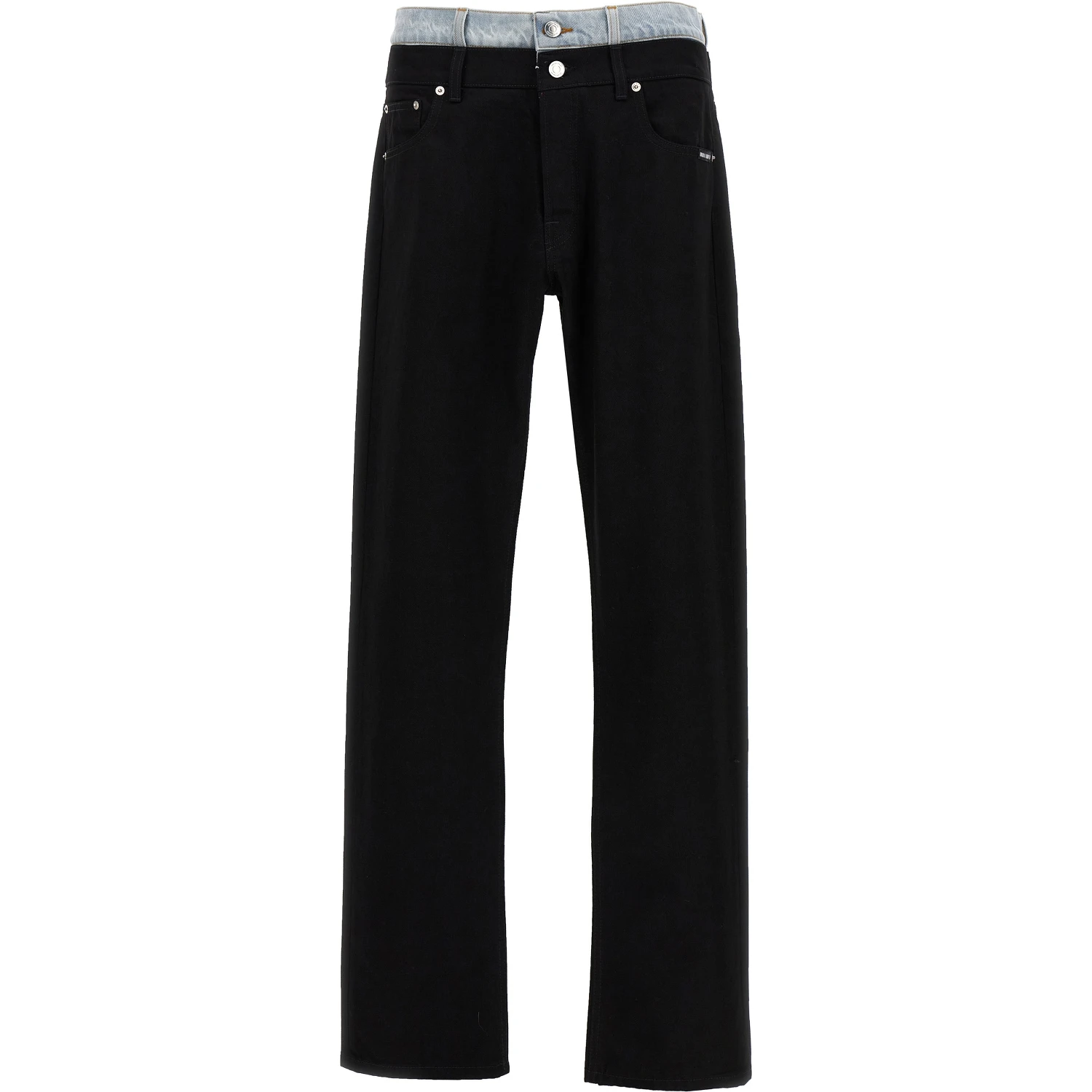 Black Cotton Straight-Leg Jeans