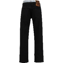 Black Cotton Straight-Leg Jeans