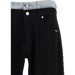 Black Cotton Straight-Leg Jeans