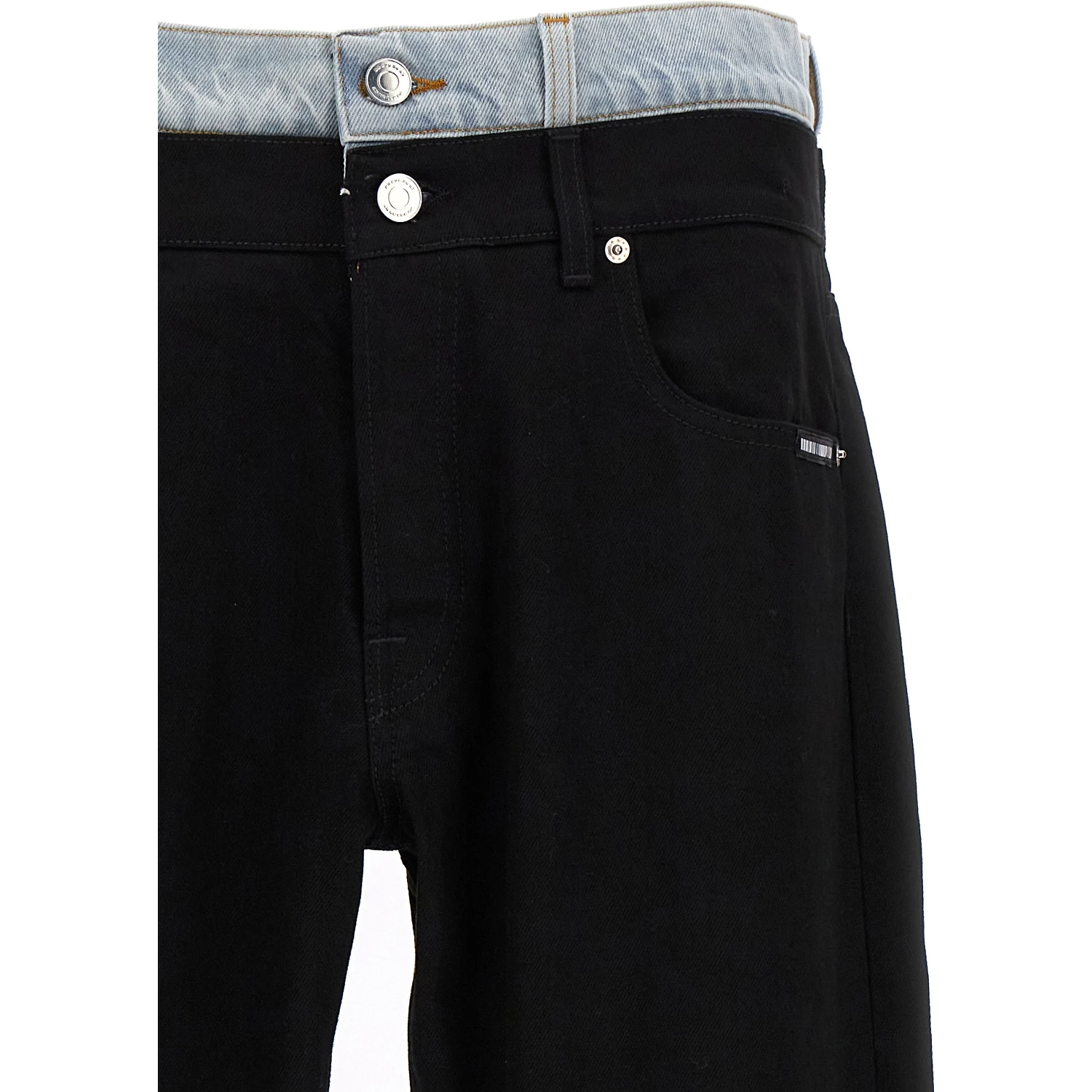Black Cotton Straight-Leg Jeans