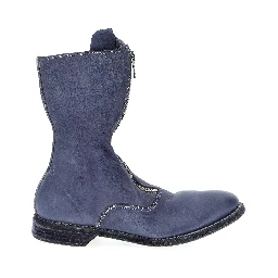 Purple Leather Ankle Boots