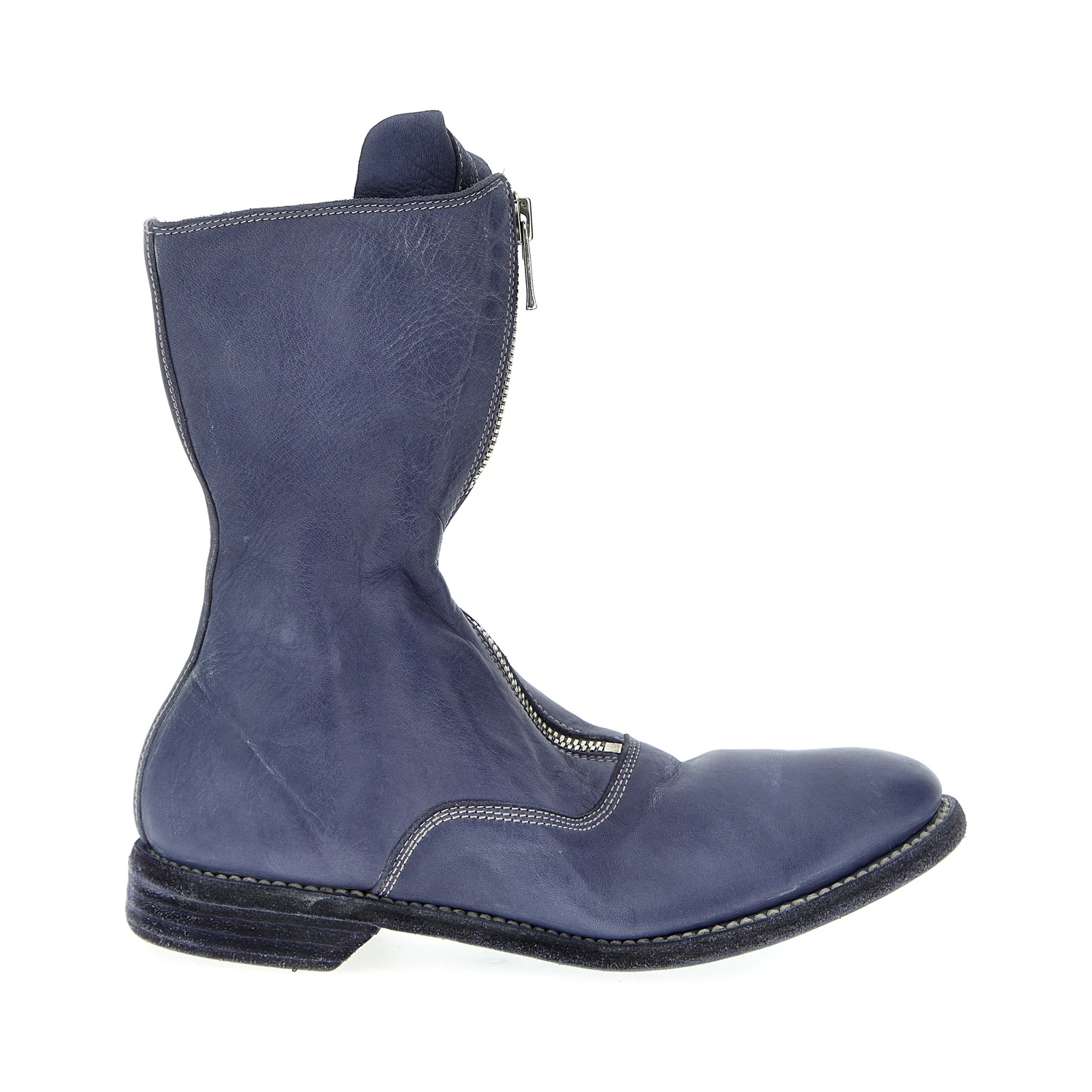 Purple Leather Ankle Boots