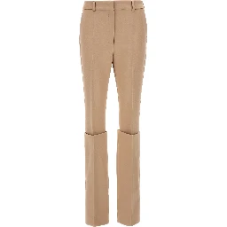 Beige Polyester Dress Pants