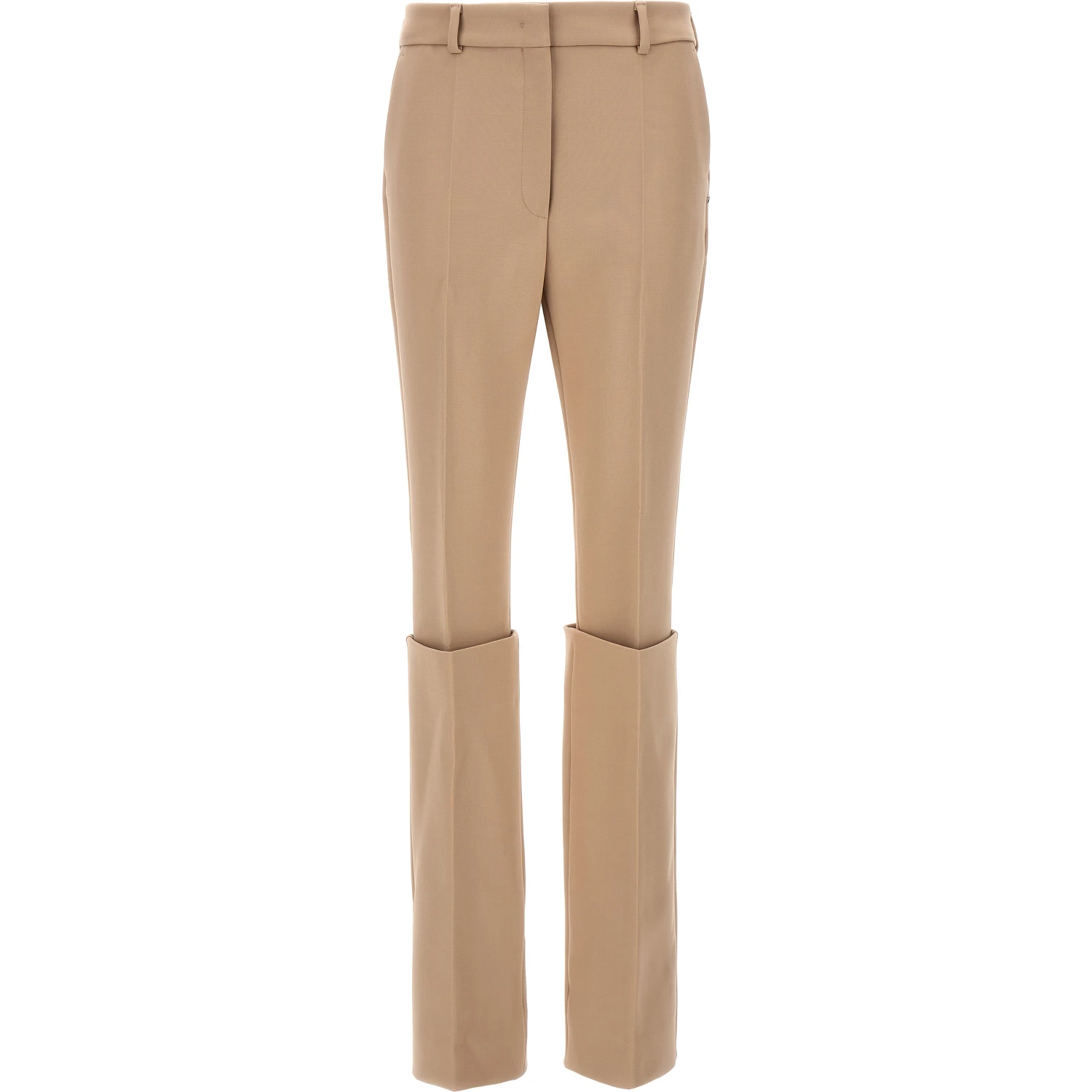 Beige Polyester Dress Pants