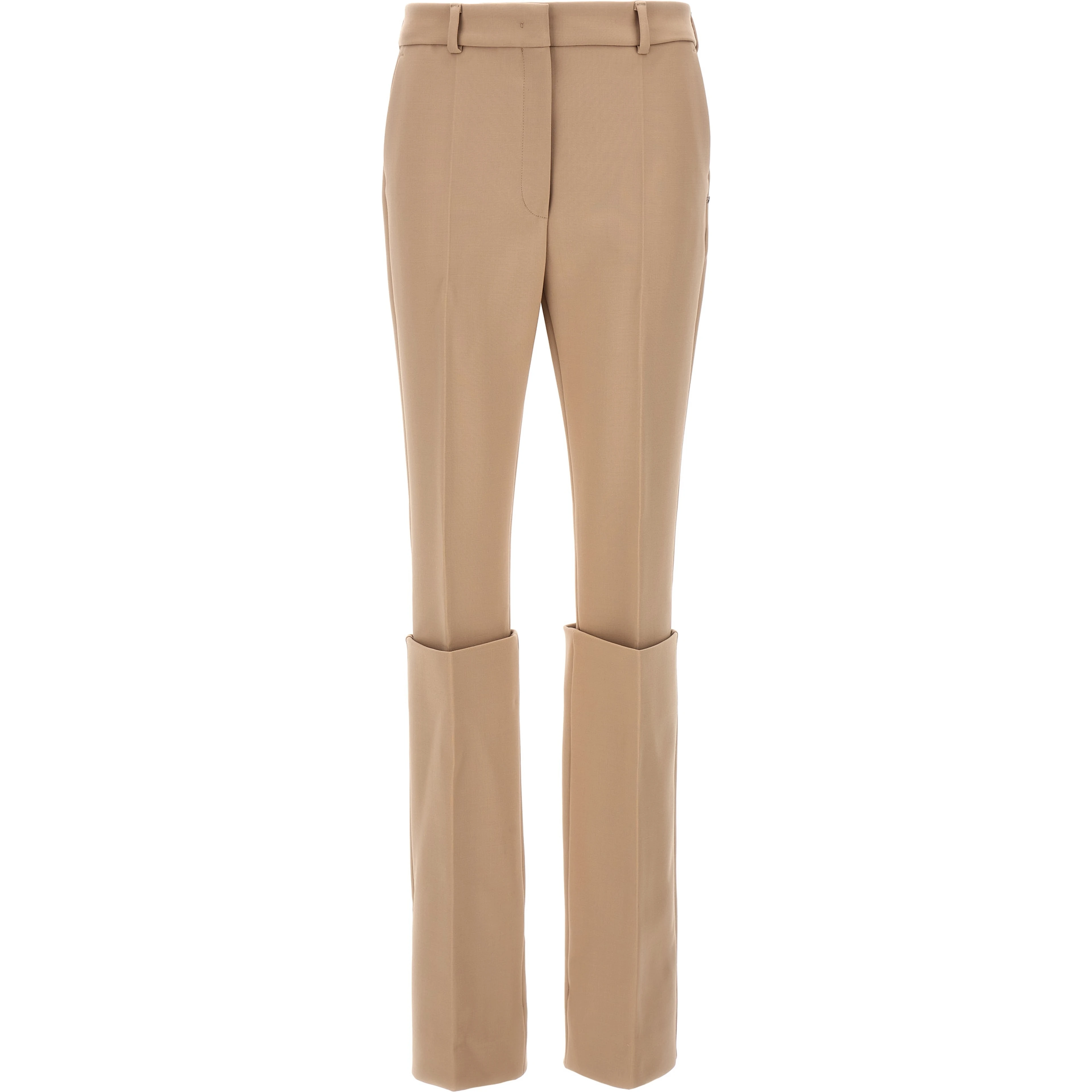 Beige Polyester Dress Pants