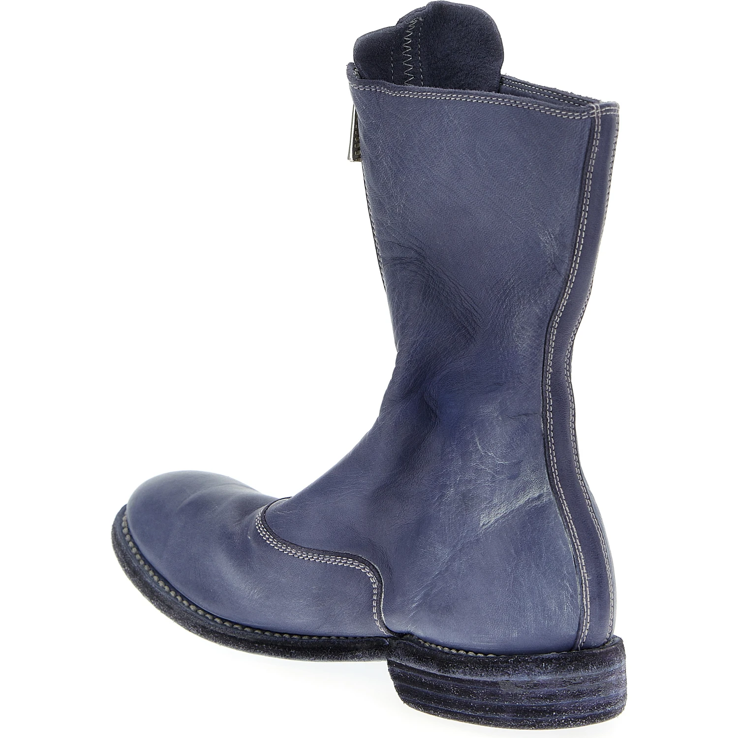 Purple Leather Ankle Boots
