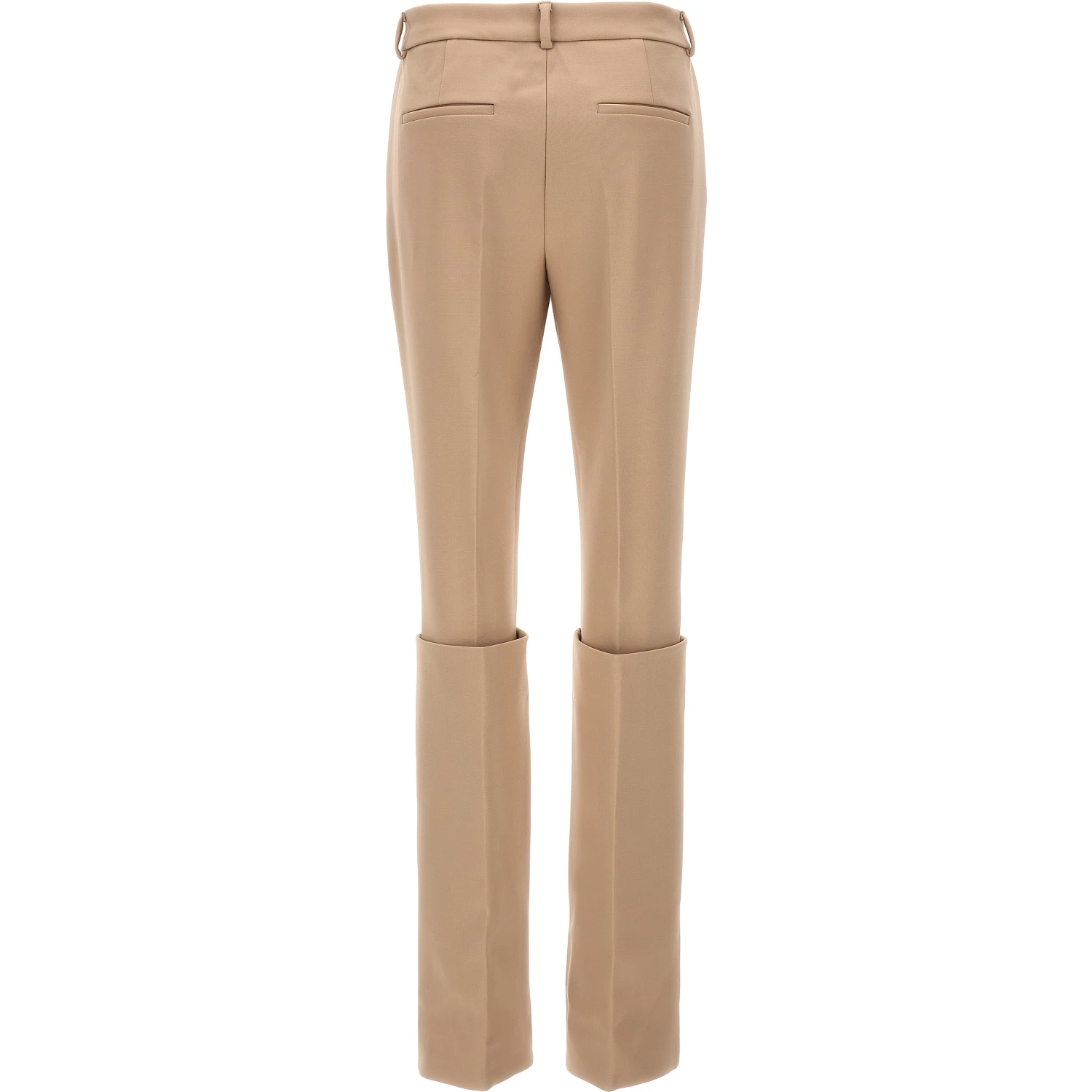 Beige Polyester Dress Pants