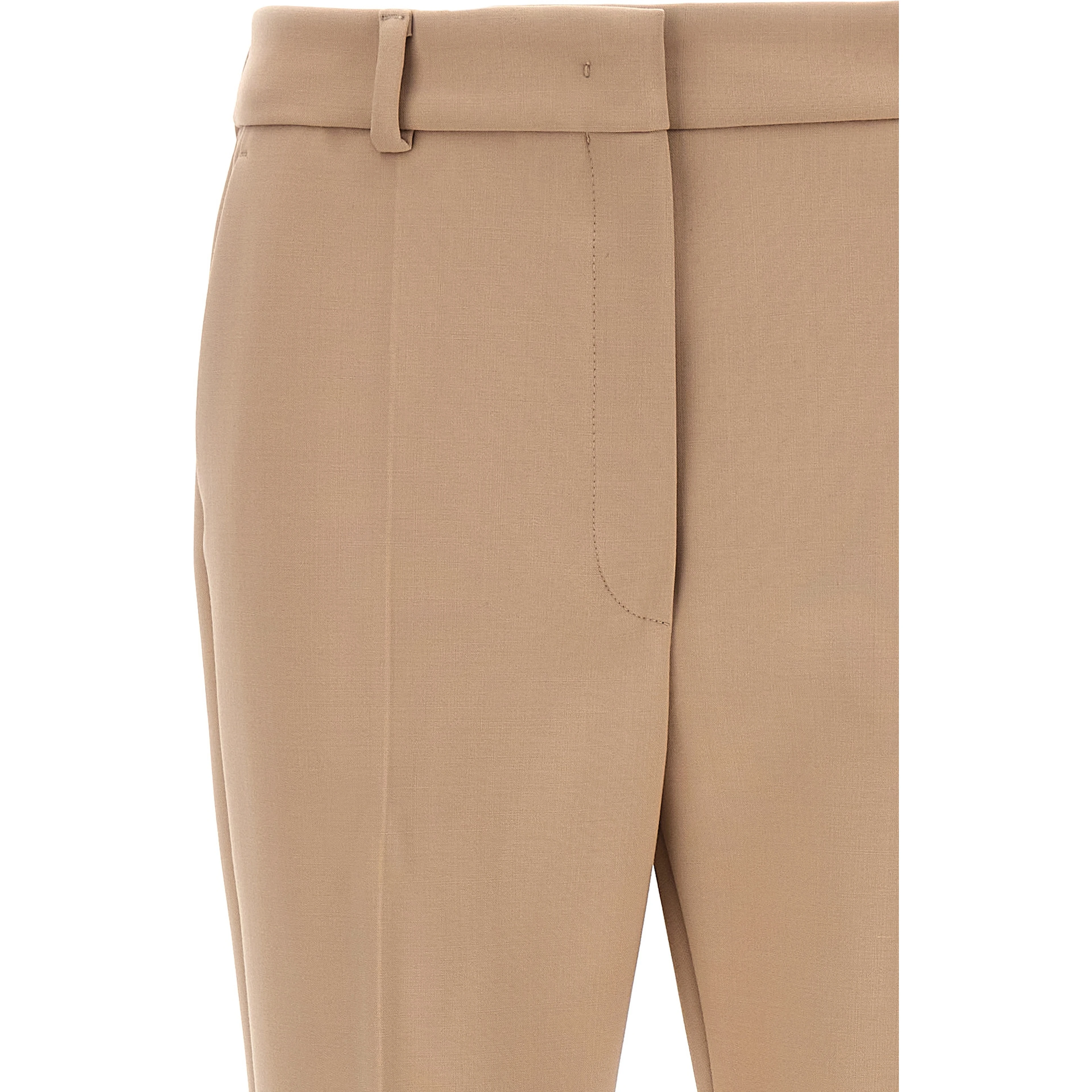 Beige Polyester Dress Pants