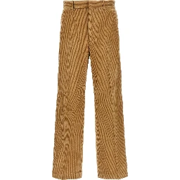 Beige Cotton Casual Pants