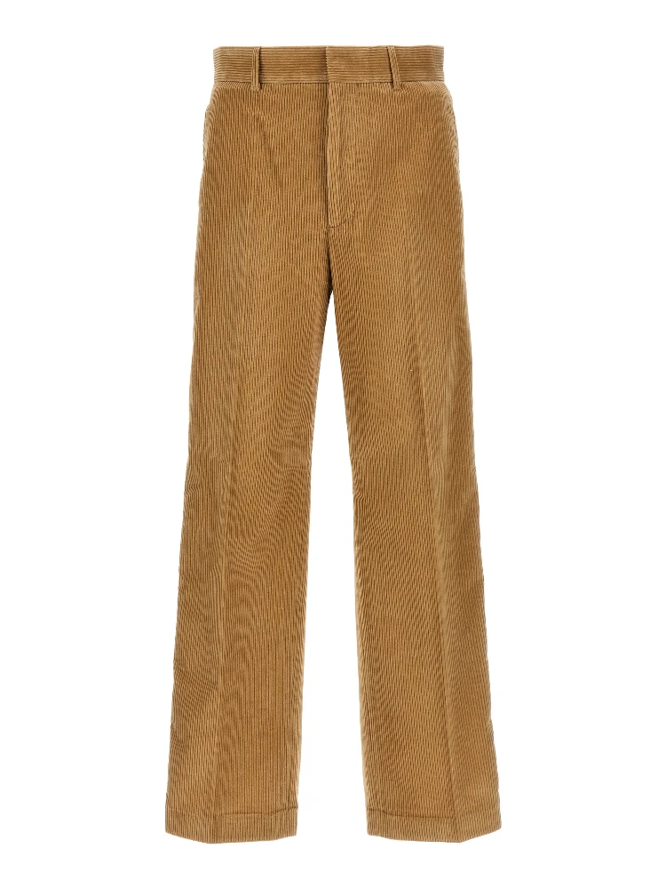 Beige Cotton Casual Pants