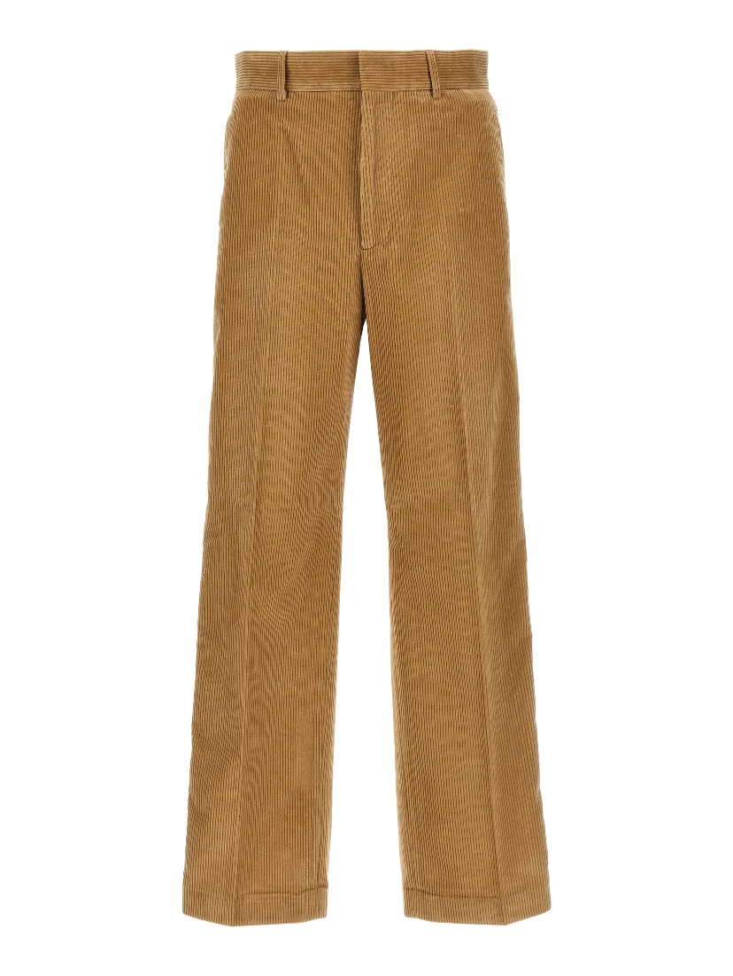 Beige Cotton Casual Pants