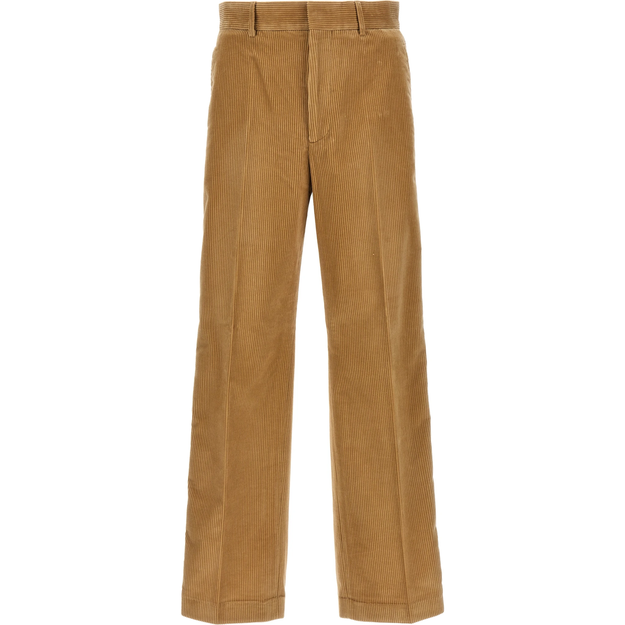 Beige Cotton Casual Pants
