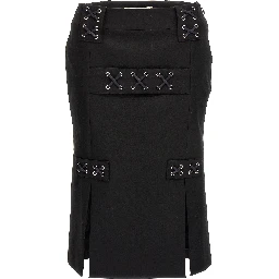 Black Wool Midi Skirt