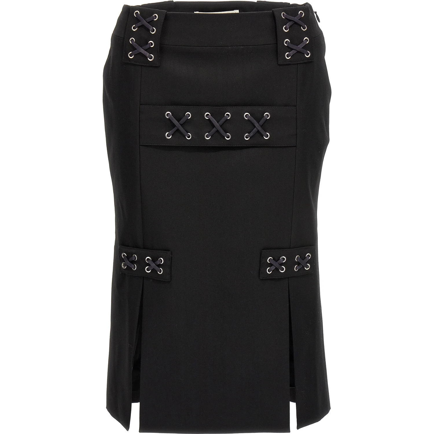 Black Wool Midi Skirt