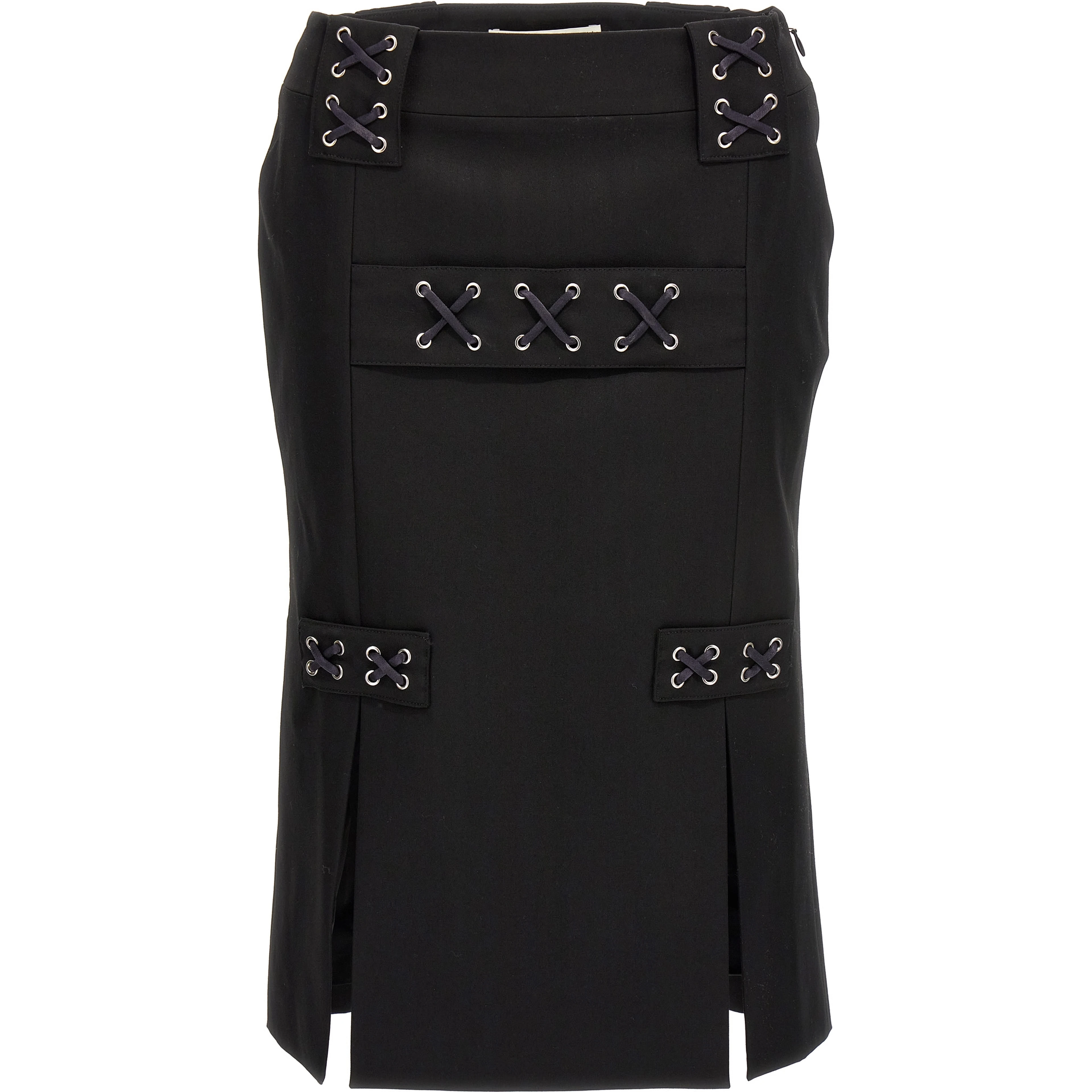 Black Wool Midi Skirt