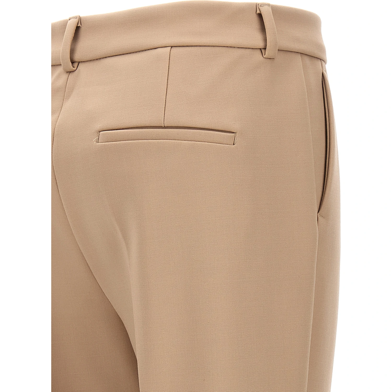 Beige Polyester Dress Pants