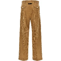 Beige Cotton Casual Pants
