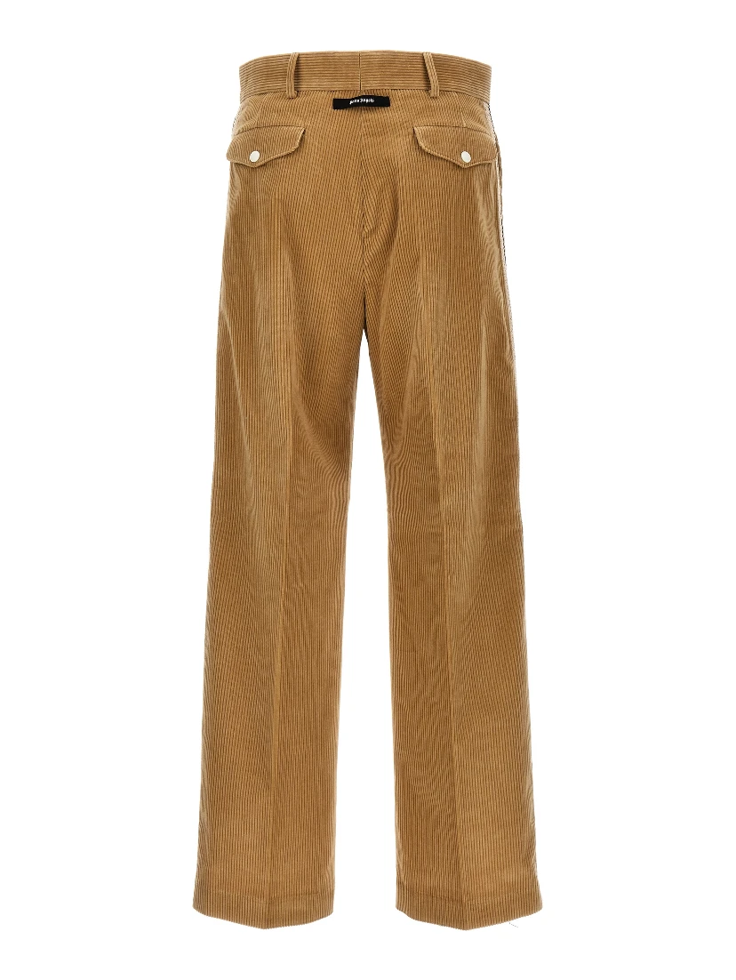 Beige Cotton Casual Pants
