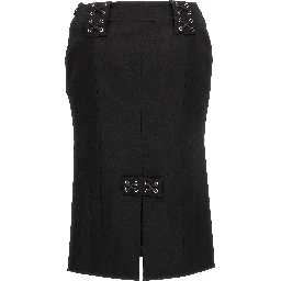 Black Wool Midi Skirt