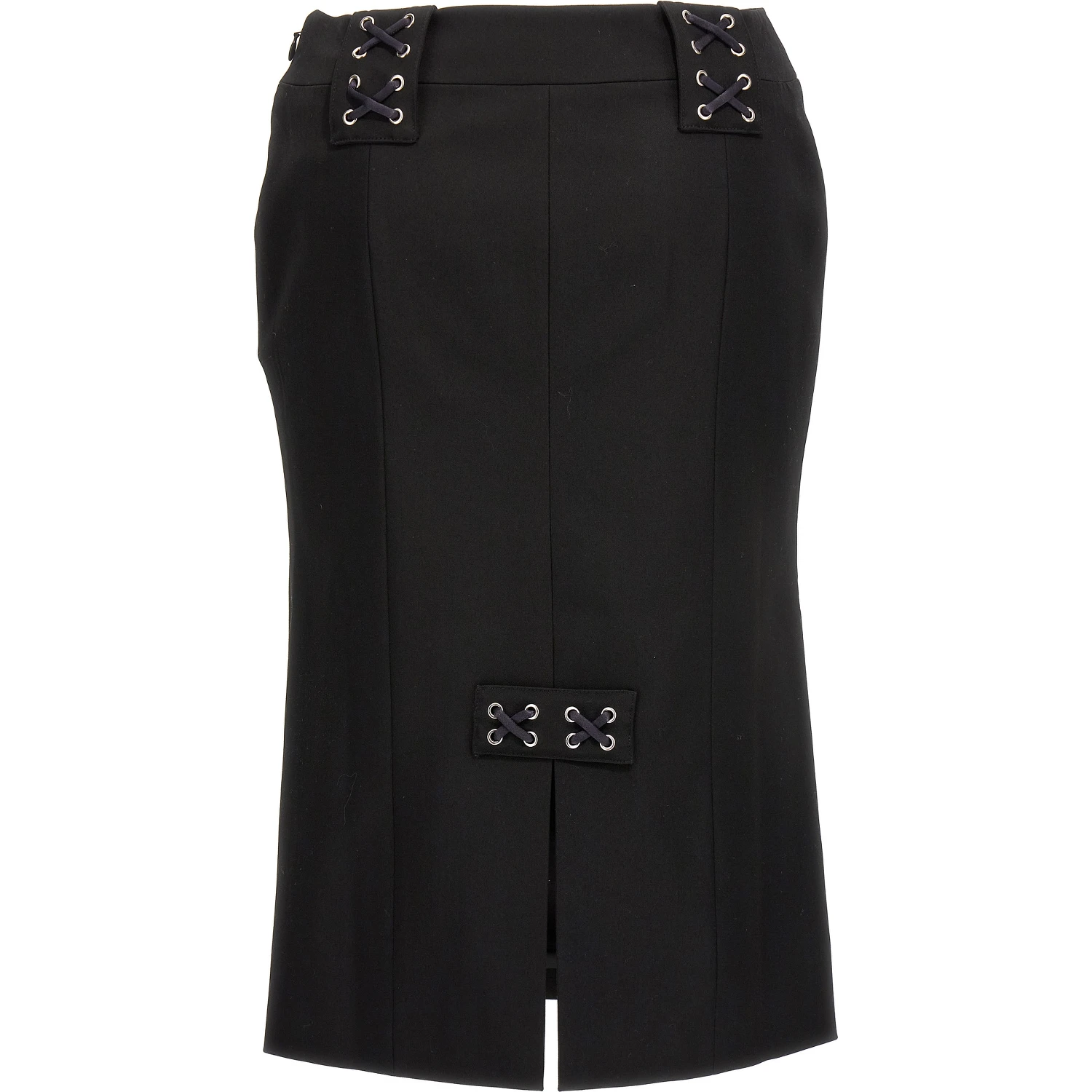 Black Wool Midi Skirt