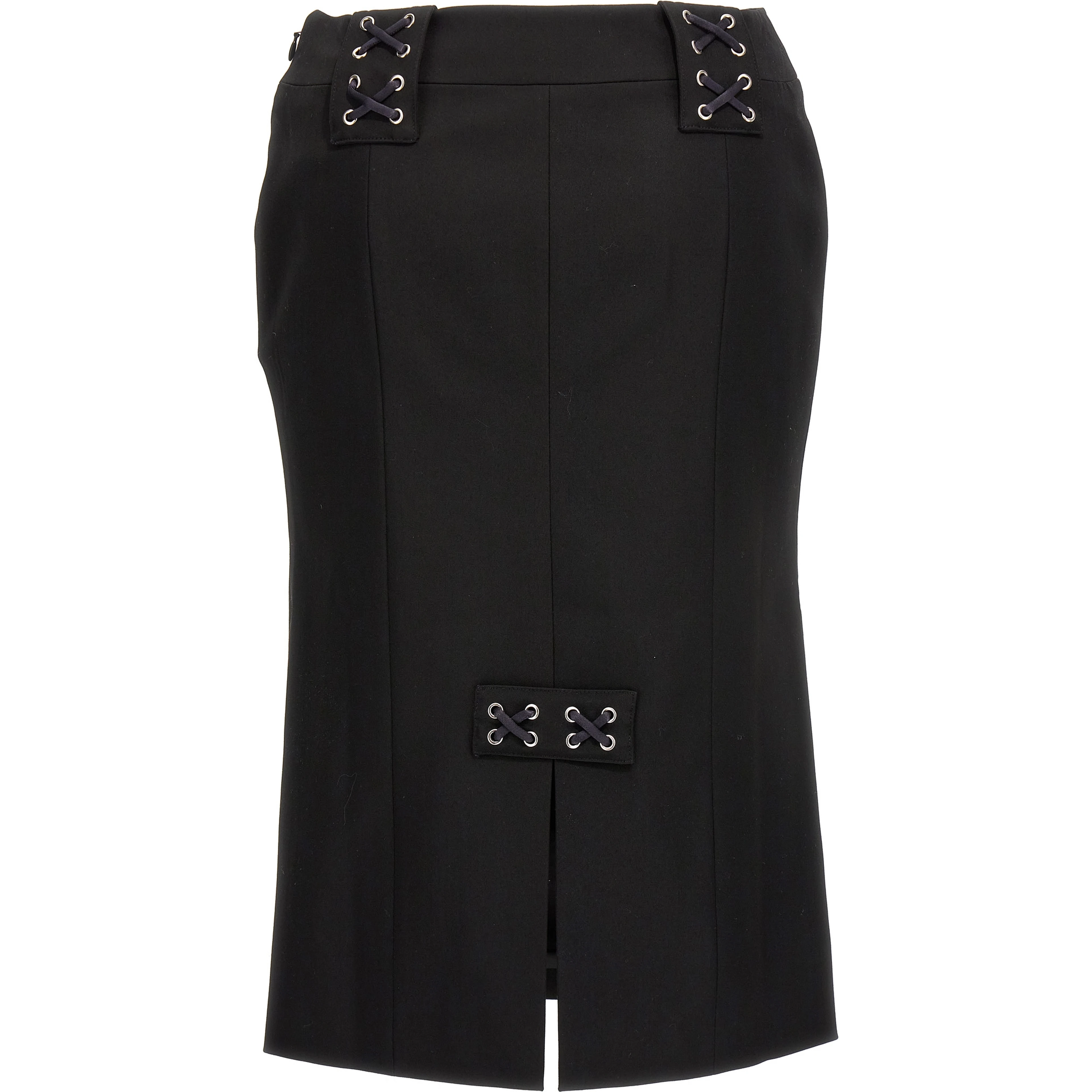 Black Wool Midi Skirt