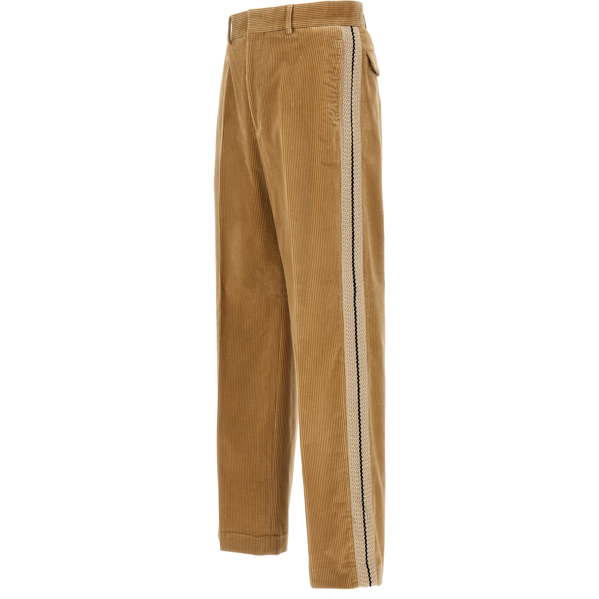 Beige Cotton Casual Pants