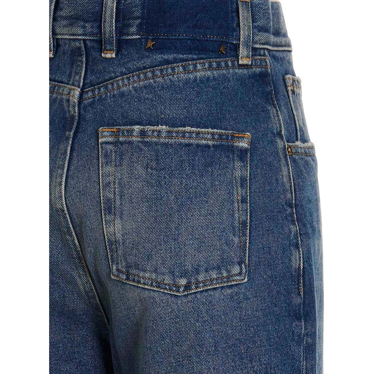 Blue Cotton Straight-Leg Jeans