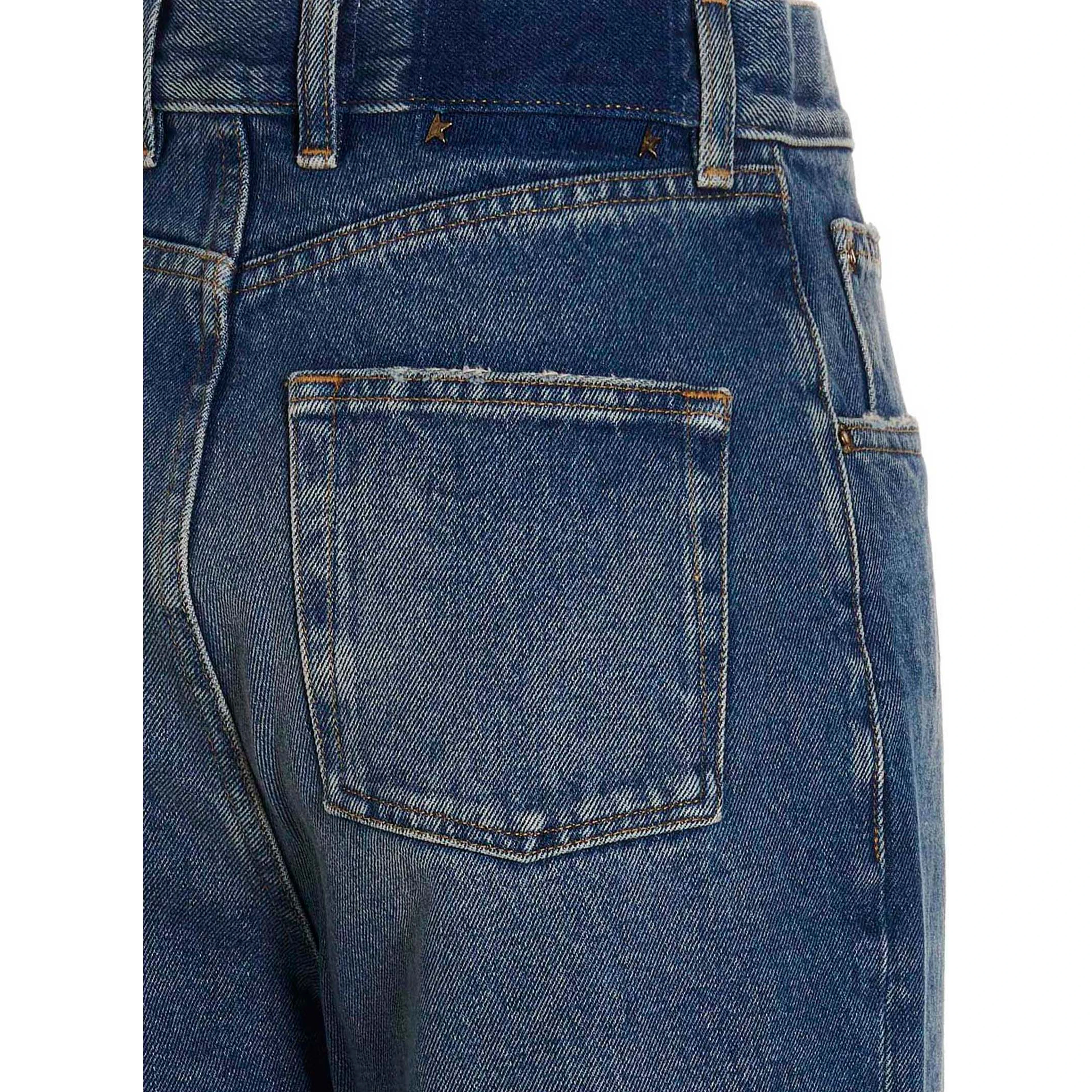 Blue Cotton Straight-Leg Jeans