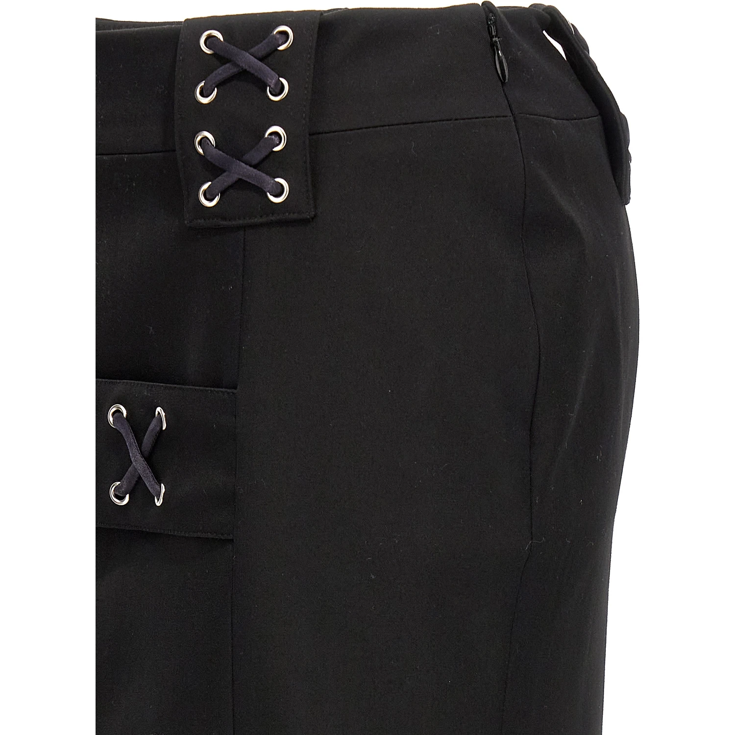 Black Wool Midi Skirt