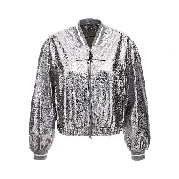 Silver Leather Bomber