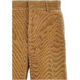 Beige Cotton Casual Pants