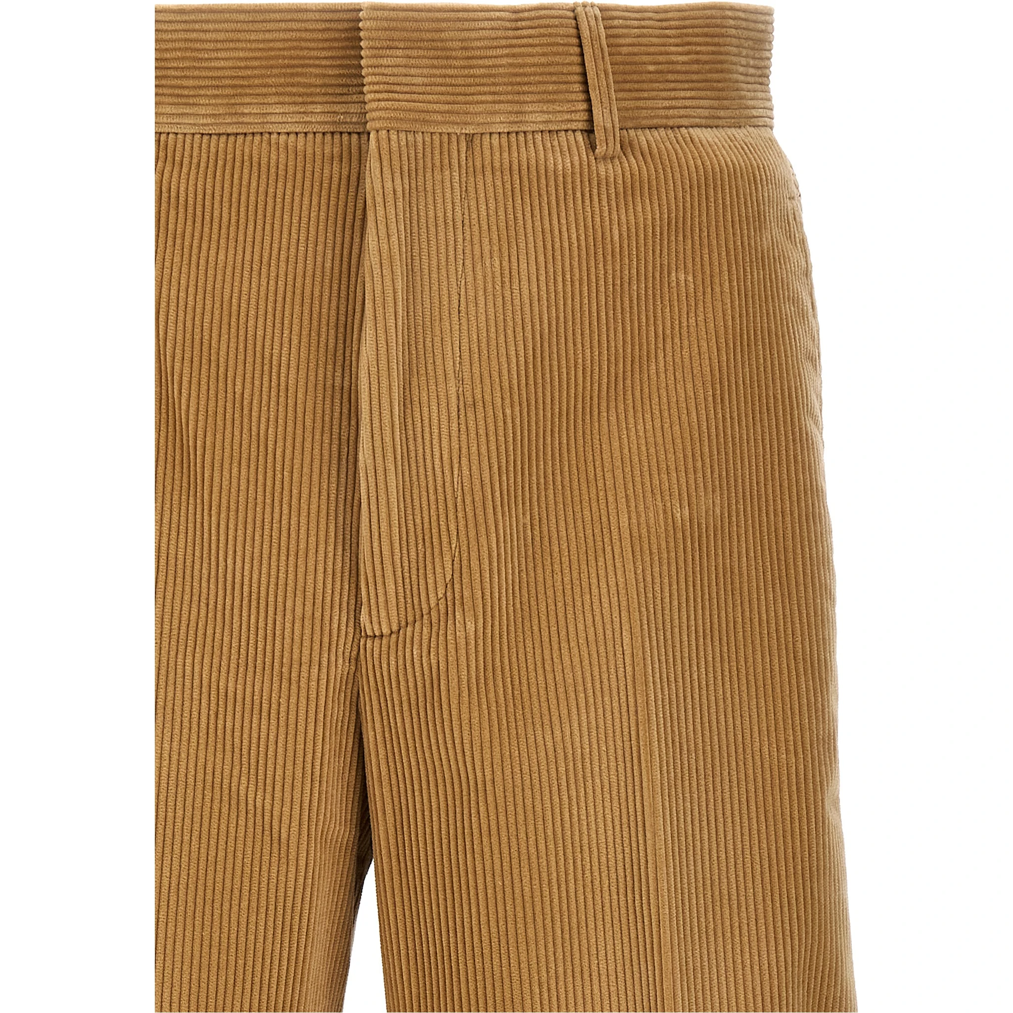 Beige Cotton Casual Pants