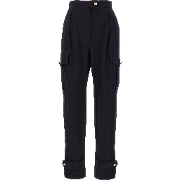 Blue Wool Cargo Pants