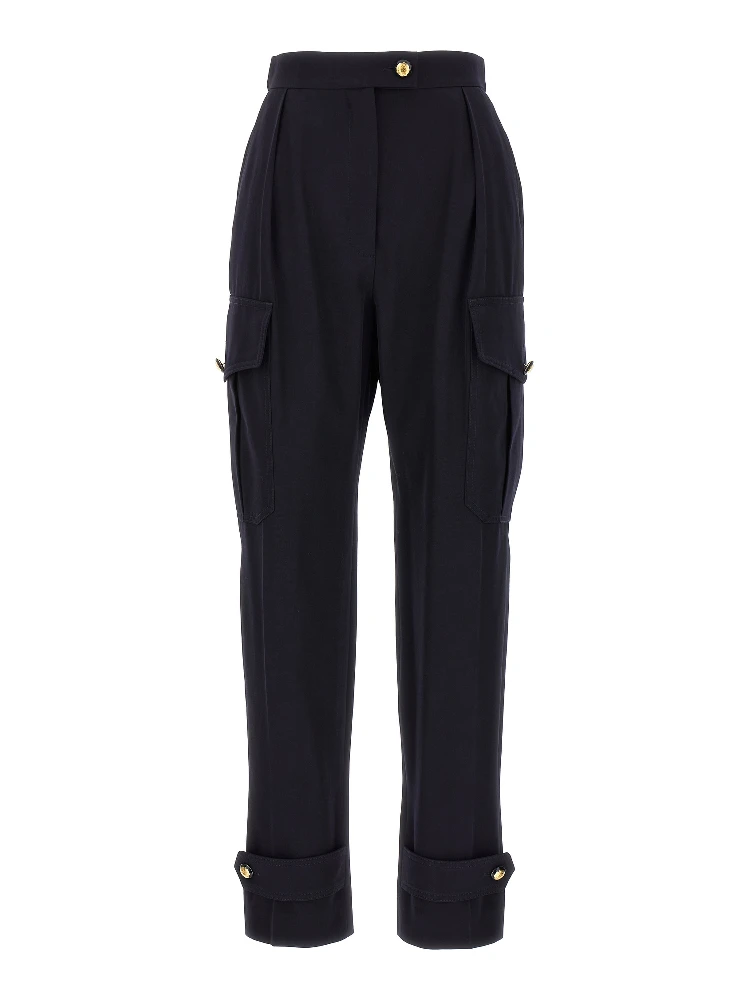 Blue Wool Cargo Pants