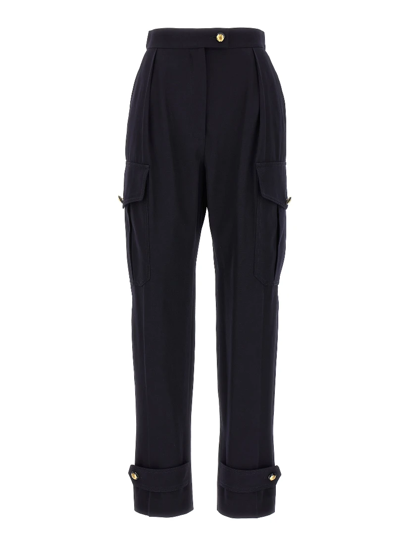 Blue Wool Cargo Pants